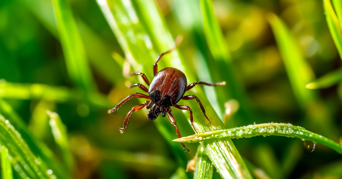 tick on grass blade